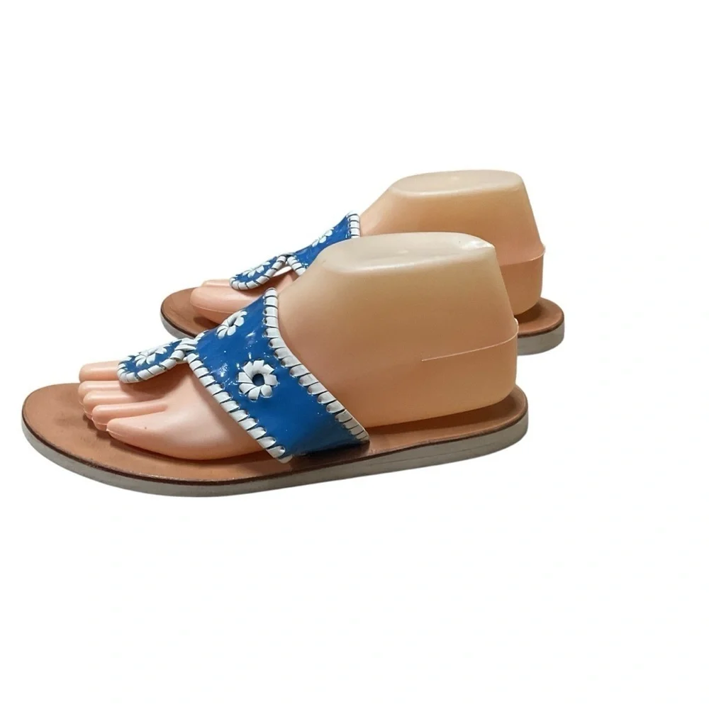 Jack Rogers Women's Size 8 Thong Sandals Flats Artisan Leather Woven Medallion